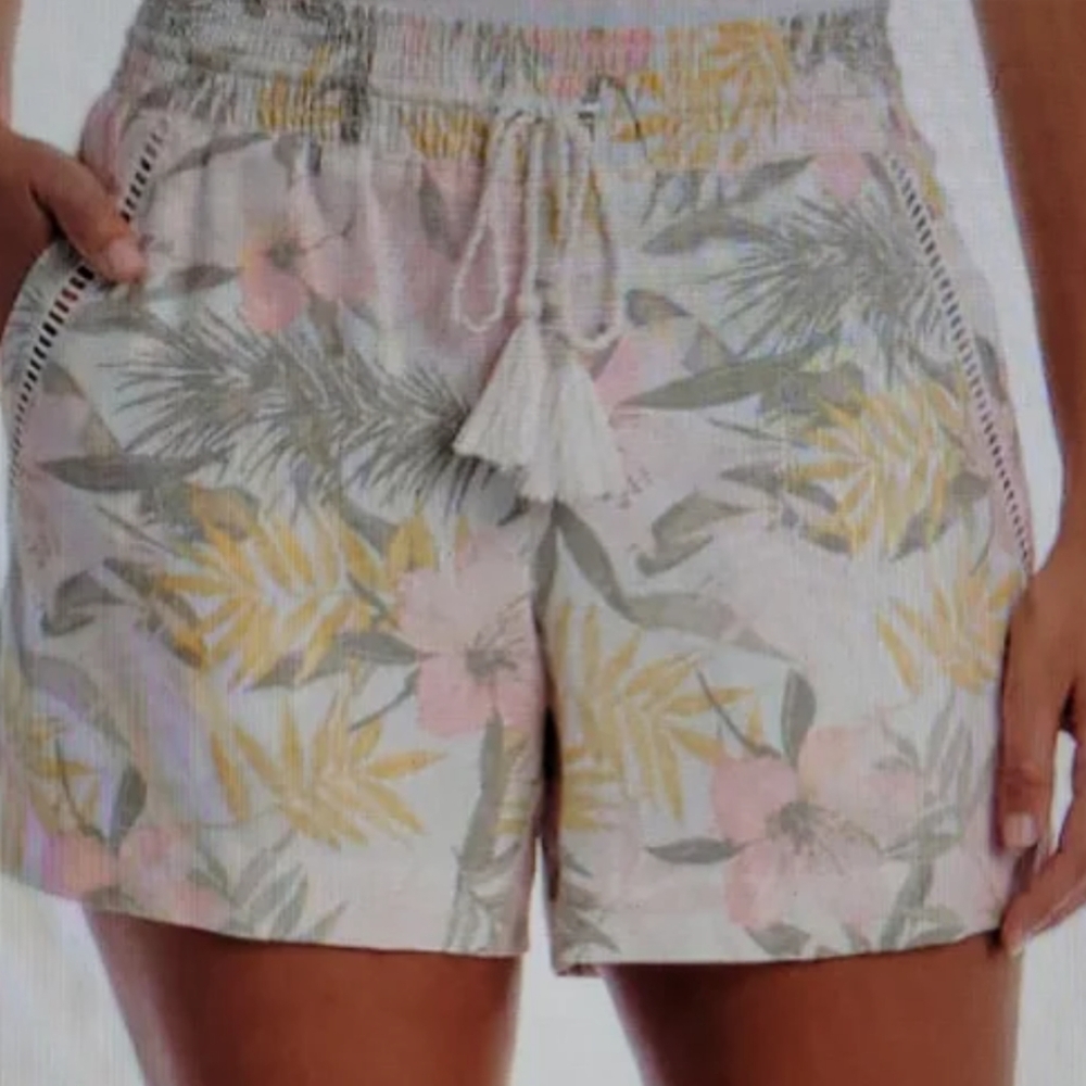 Briggs New York Pink and Yellow Bermuda Shorts Elastic Waist